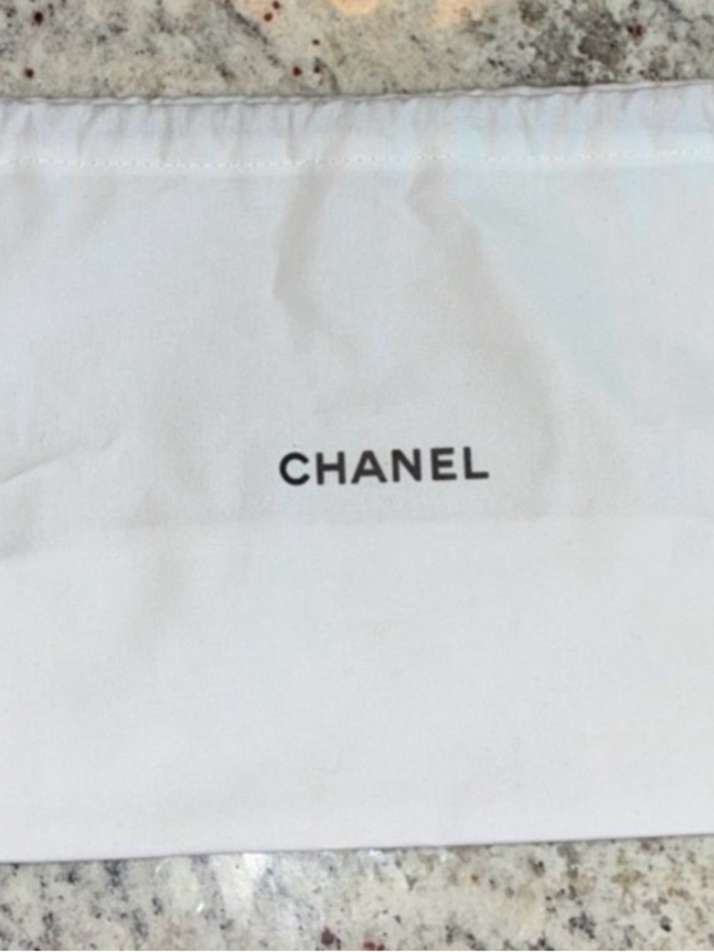CHANEL White Drawstring Cosmetic Pouch with Black Rope - Authentic - Picture 4 of 5